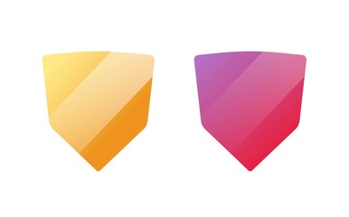 Shield icon vector isolated or protection security guard symbol red orange color on white background clipart