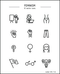 Vector images of feminism and equality of men and women
