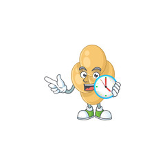 cartoon drawing concept of bordetella pertussis with a circle clock