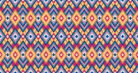 Seamless pattern of rhombuses in native american style. Bright pattern for web, print, textile, wrapping paper, scrapbooking, background and wallpaper. Stock illustartion.