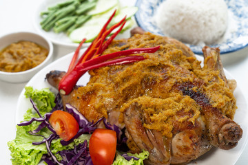 Food photography with white background, Top angle, closeup. variety of food, Asian, western. Burger, salmon, fried rice, bacon, lamb, beef