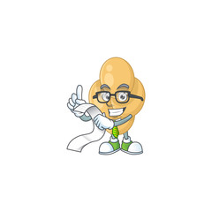 cartoon mascot design of bordetella pertussis holding a menu list