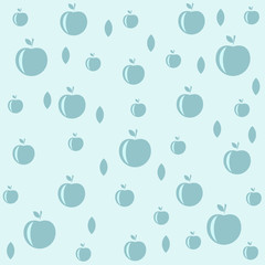 pattern apples, two-color illustration, blue background, vector, design, background