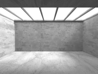 Dark Concrete Wall Architecture. Empty Room