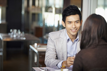 Man and woman in a restaurant