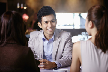 Man and women talking to each other