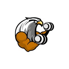 masculine eagle doing fitness for health vector illustration design