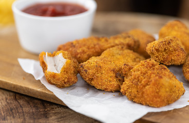 Chicken Nuggets (close-up shot; selective focus)