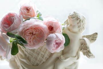 ピンクの薔薇と天使