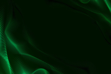 Green 3D abstract motion on a dark background