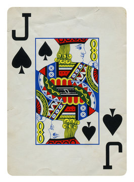 Jack of Spades Vintage playing card - isolated on white (clipping path included)