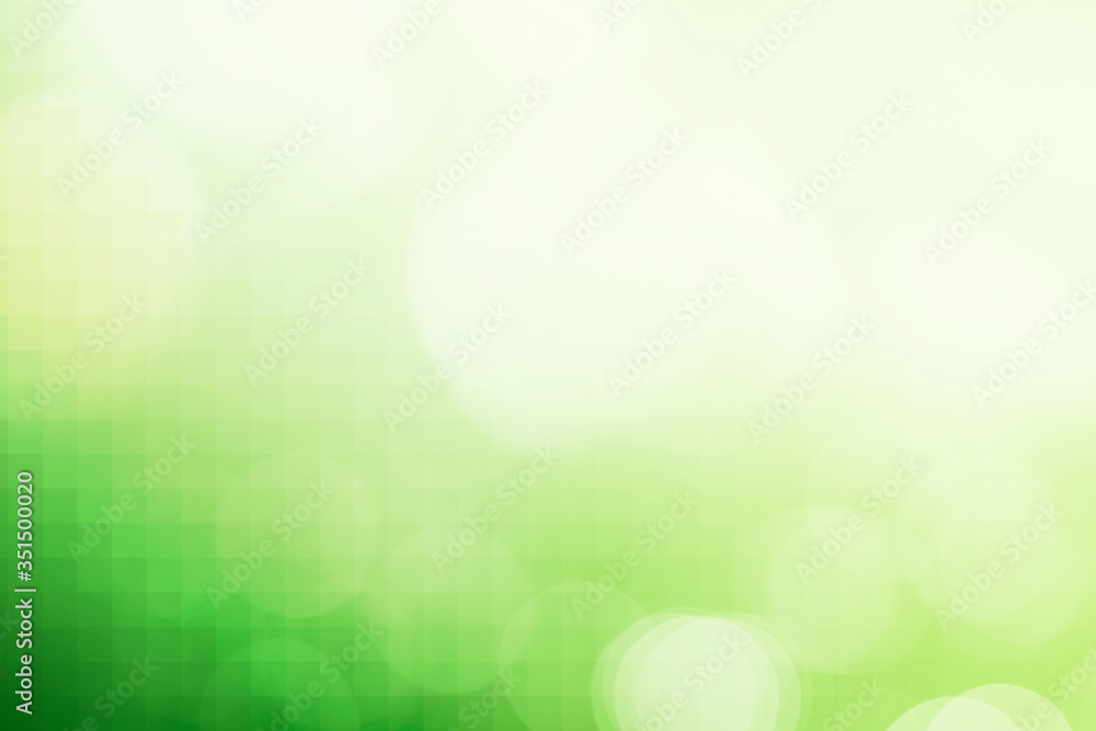 Sticker bokeh pattern on ombre green mosaic background