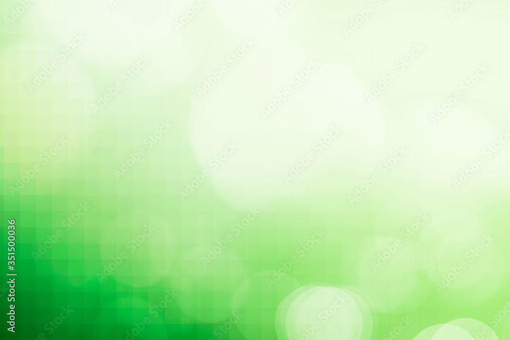 Wall mural bokeh pattern on ombre green mosaic background