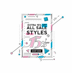 15% OFF Flash Sale Discount Banner Template Promotion Big sale special offer. end of season special offer banner. vector illustration.