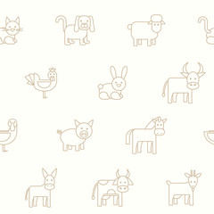 Domestic animal - Vector background (seamless pattern) of pets for graphic design