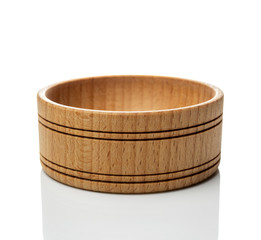 Empty wooden keg isolated on white background. Cooking utensils.