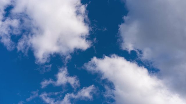 Blue cloud sky time lapse video Puffy fluffy white clouds sky weather nature background 4k