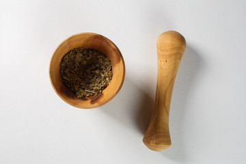 wooden spoon with spices