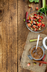 Homemade Rhubarb Jam (close up; selective focus)