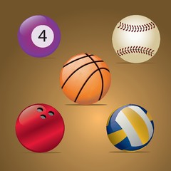 A set of sports ball illustration.