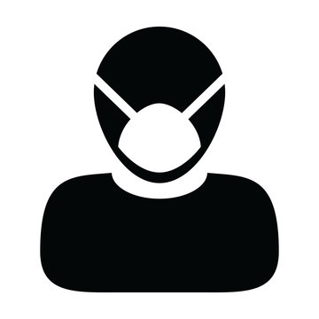 Ventilator Mask Icon Vector For Virus Treatment Safety Protection Person Profile Male Avatar Symbol For Health Care In A Glyph Pictogram Illustration