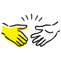 手と手。握手する手のひらのイラスト。