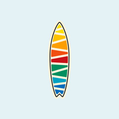 Surfing emblem template, surfboard silhouette with lettering