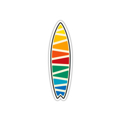 Surfing emblem template, surfboard silhouette with lettering