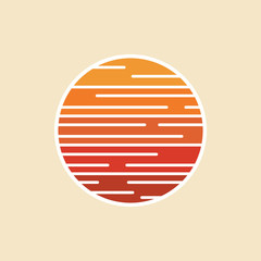 Sun shining symbol icon sticker styled design. illustration