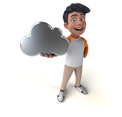 Fun 3D cartoon Asian teenager .