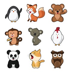 set of cute animals