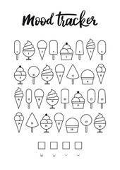 Printable Ice cream Mood Tracker A4. Tracker to track your daily mood for 30 days