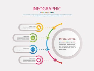 Timeline infographics design vector and marketing icons. Business concept with 4 options, steps or processes .