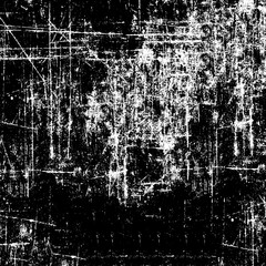 Grunge background black and white. Texture of chips, cracks, scratches, scuffs, dust, dirt. Dark monochrome surface. Old vintage vector pattern