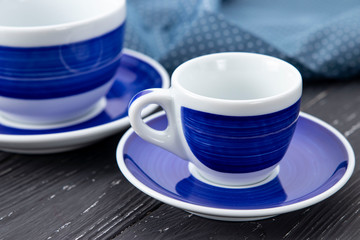 blue cups on a gray background