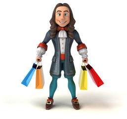 3D Illustration of a cartoon man in historical baroque costume