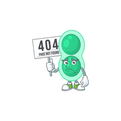 gloomy face of green streptococcus pneumoniae cartoon character with 404 boards