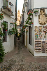 Typical white streets of the city of Cordoba. Spain