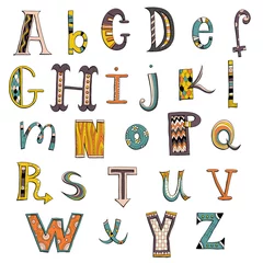 Meubelstickers Alfabet Doodle alfabet collectie. Tekenfilmreeks. EPS10 vectorbestand.