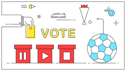 Vote football play again line flat trendy vector