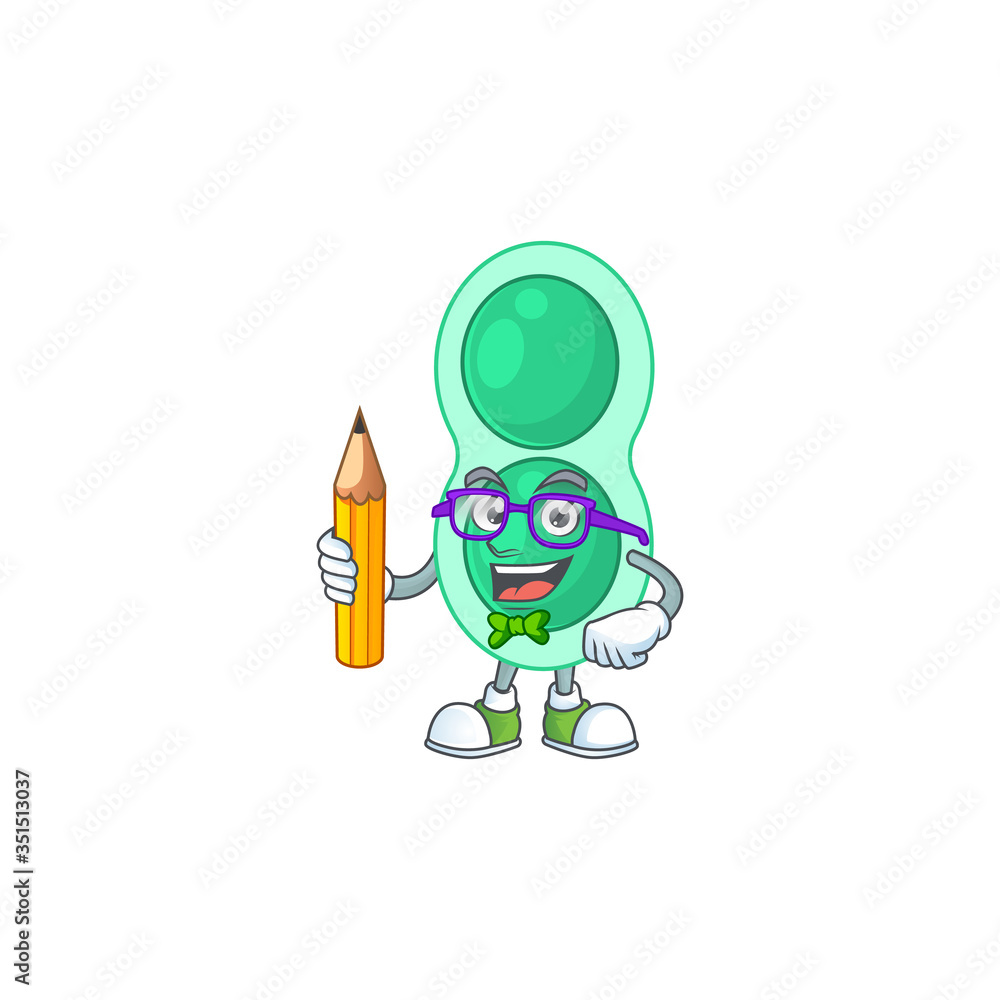 Canvas Prints green streptococcus pneumoniae student mascot design concept studying at home