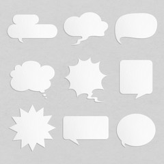 White paper craft textured speech bubble set