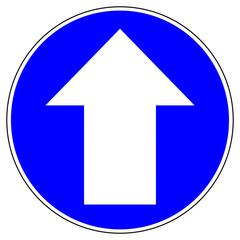 shas637 SignHealthAndSafety shas - german - Gebotszeichen - Richtungsverkehr / Rundweg - Einbahnstraße - Pfeil Symbol. - upward. - english / mandatory sign: way sign - arrow up icon. - blue g9659