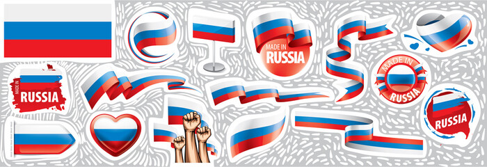 Vector set of the national flag of Russia in various creative designs