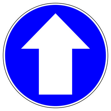 shas637 SignHealthAndSafety shas - german - Gebotszeichen - Richtungsverkehr / Rundweg - Einbahnstra&szlig;e - Pfeil Symbol. - upward. - english / mandatory sign: way sign - arrow up icon. - blue g9659