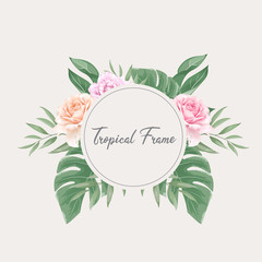 Beautiful Tropical Watercolor Floral Frame Template