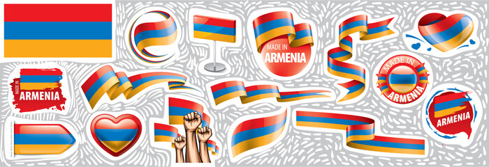 Vector set of the national flag of Armenia in various creative designs