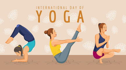 international day of yoga with three women meditating