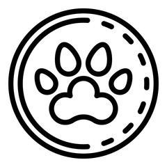Dog paw medal icon. Outline dog paw medal vector icon for web design isolated on white background