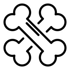 Crossed dog bones icon. Outline crossed dog bones vector icon for web design isolated on white background
